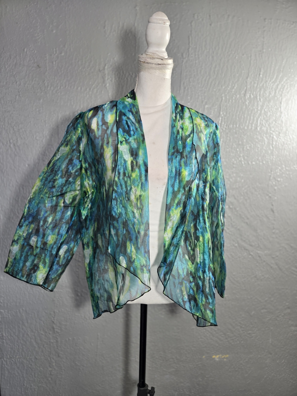 Green Watercolor Open-Front Jacket Trousers See True - Picture 5 of 9